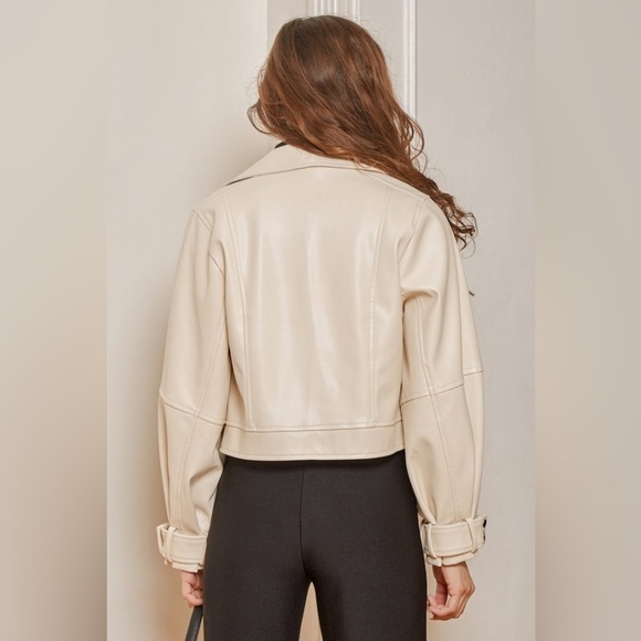 NWT Lulu’s Cool to the Core Ivory Vegan Leather Moto
Jacket - Picture 5 of 12